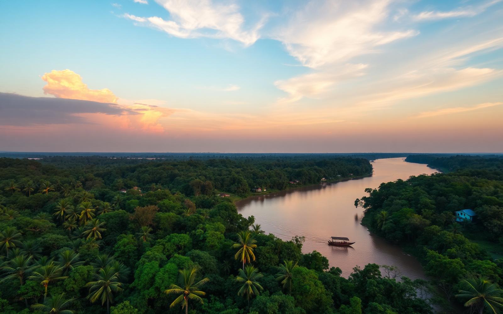 Fleuve Congo au coucher du soleil